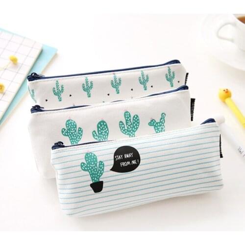 Fashion Jewelry Storage Cactus Canvas Pencil case Pencil box School Supplies Bts Canvas Bag Gift For Guest Party Gift School