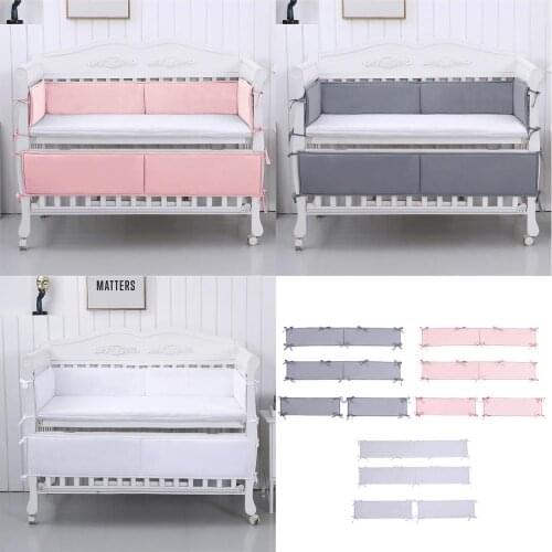 Hot Sale Solid Color Baby Bed Liner Heightened Collision Avoidance Detachable Newborn Crib Around Cot Protector Kids Room Decor