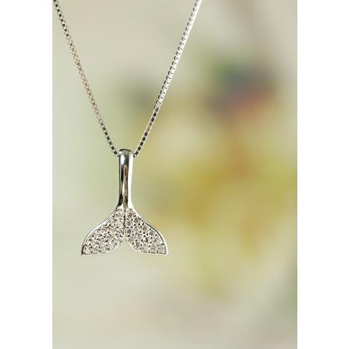 925 Sterling Silver Dolphins Whale Fish Tail Rhinestone Pendants Necklace Box Chain Charm Collar Choker For Women Fine Jewelry