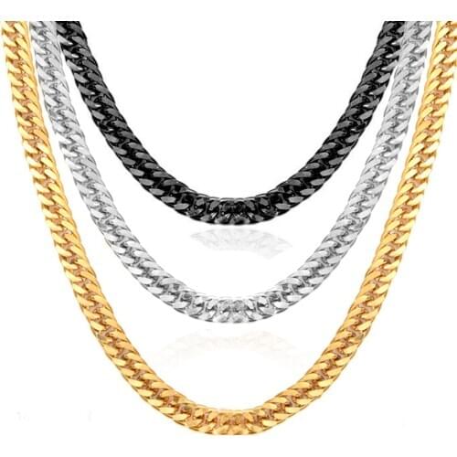 Punk Miami Curb Cuban Link Chain Necklaces Male Gold Color Long Choker Neck Chains For Men Women Hip Hop Jewelry Dropshipping
