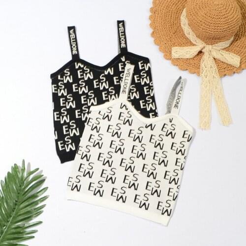 Sexy Women Tank Top Letter Pring Sling Tops Summer Crop Tops Sleeveless Knitted Vest for Women