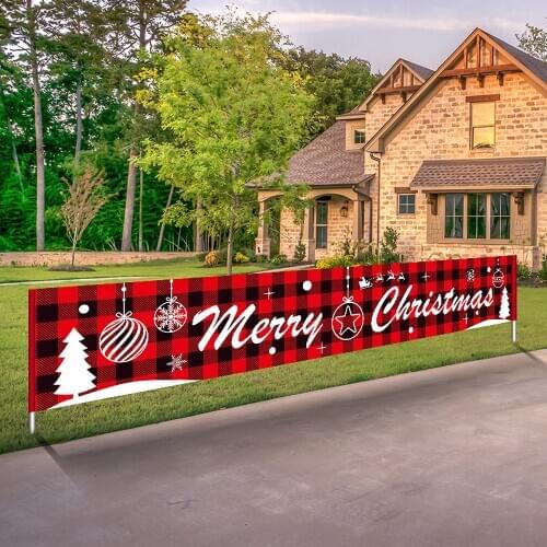 Merry Christmas Hanging Outdoor Banner Santa Claus Store Banner Flag Pulling Christmas Decorations for Home Xmas Supplies