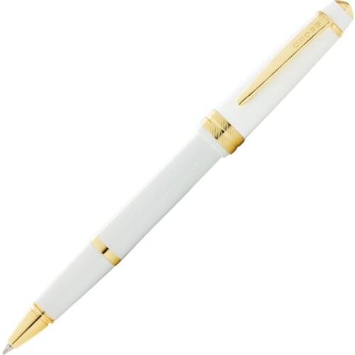 Cross Bailey Light Rollerball Pen, Polished White/Black/Burgundy Resin and Gold Tone Pen,Black Gel Ink, Gift Box, Luxury Pen
