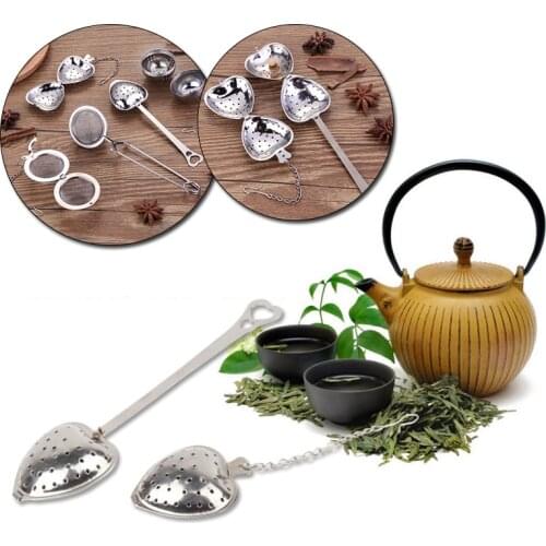 Kitchen Stainless Steel Tea Infuser Heart Mesh Tea Ball Bulk Tea Filter Diffuser Handle Seasoning Strainer Teapot Gadgets Tools