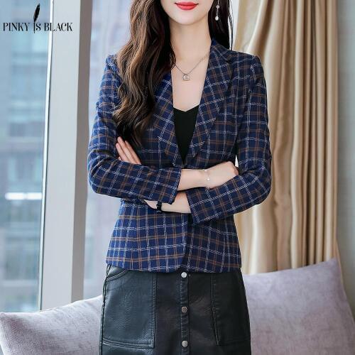 PinkyIsBlack New Fashion Elegant Women Suit Coat Comfortable High-quality Plaid Blazer Office Lady Style Casual Blazer Jacket