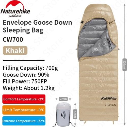 Naturehike CWZ400 Down Sleeping Bag 930g 20D 400T Nylon Warm Keeping Limit 0°C 3 Seasons Sleeping Bag Hiking Camping Travel
