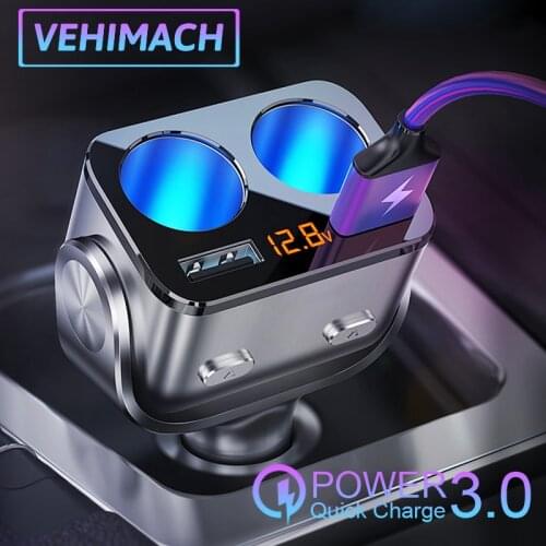 Dual USB Car Charger Output 5V/3.4A Cigarette Lighter Splitter QC 3.0 Quick Charge Power Adapter Socket With Voltage LED Display