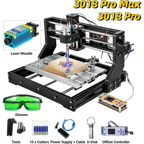 VEVOR CNC 3018 PRO Laser Engraver 3 Axis Wood Router Engraving Machine GRBL with Laser Head ER11 Milling Machine for DIY PCB PVC