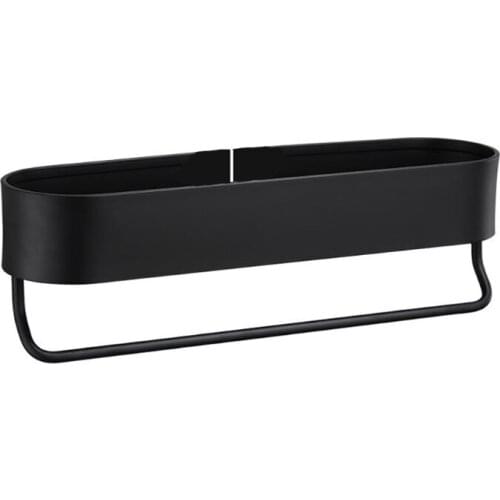 Waterproof Bathroom Storage Rack Rustproof Floating Wall Shelf with Towel Bar Strong Bearing Aluminum Storage Shelf