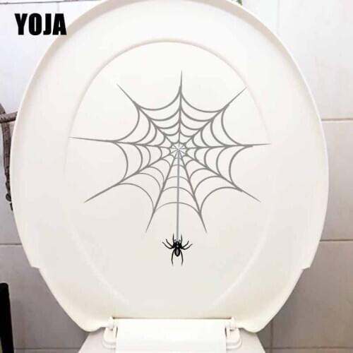 YOJA 23X22.1CM Black Hand Painted Wall Sticker Toilet Decal Home Decor Cartoon Spider Funny Pattern T5-1173