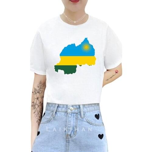 Rwanda Map Flag Print Harajuku goth Female women t-shirts Kawaii Short Anime T Shirt HipHop Summer Women Streetwear crop Tops