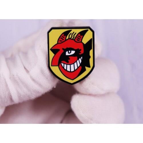 WW2 German Luftwaffe Emblem 9/JG54 Devil Head Squadron Shield Enamel Pin Badge
