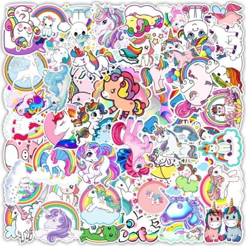 10/50PCS Cute Unicorn Waterproof Stickers Car Motorcycle Travel Luggage Phone Guitar Laptop Classic Toy Kid Cool Sticker Gift