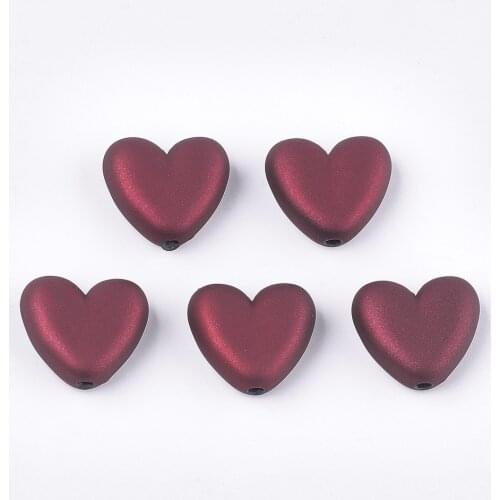10Pcs Heart Shape Rubberized Style Acrylic Loose Spacer Bead for Handmade Bracelet Beads DIY Jewelry Making Findings 19x21.5x9mm