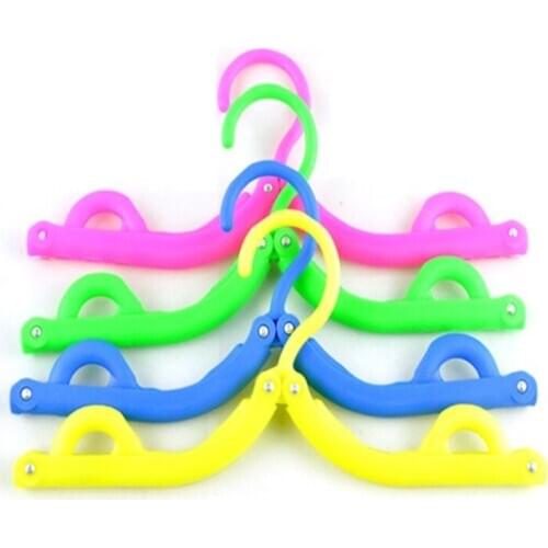 100pcs Multicolour Travel Folding Clothes Hanger Rack foldable coat clothes rack for Outdoor Garments Hook