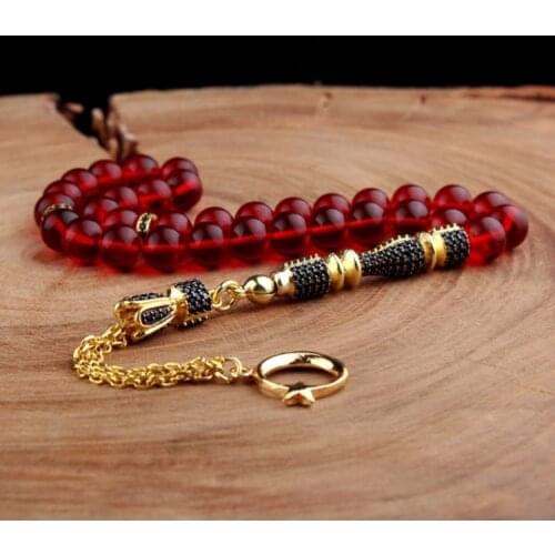 33 Beads Fire Amber (Fire Amber) muslim Prayer Tasbih Misbaha Islamic Jewelry Subha Capsule Cut Tassel 925 Caliber Silver