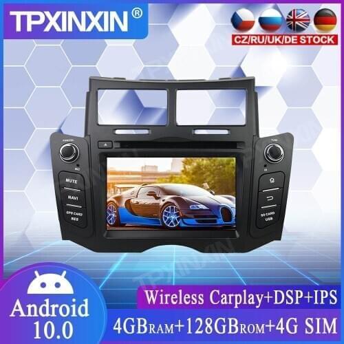 4+128GB DSP Android 10.0 For Toyota Yaris 2005-2011 Car Multimedia Player GPS Navi Head Unit Radio Audio Stereo Tape Recorder