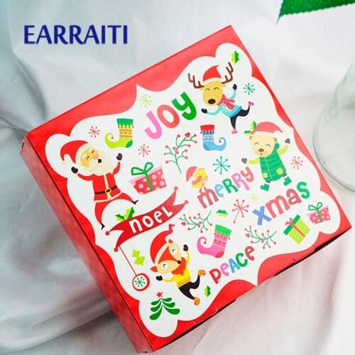 50PCS Xmas Gift Box Paper Candy Cookies Cake Gift Box Christmas Eve Decoration Party Xmas Boxes Cookie Gift Packaging Cardboard
