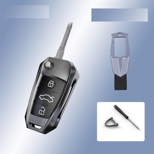 Car Key Cover Case Holder Chain For Audi A1 A3 A4 A5 Q7 A6 C5 C6 A7 A8 R8 S4 S5 S6 S7 S8 SQ5 2015 2016 2017 2018 Flip Key Shell
