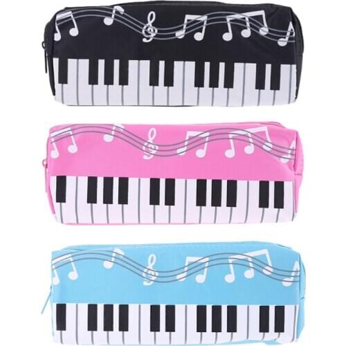 Music Notes Piano Keyboard Pencil Case Large Capacity Pen Bags Stationery Office School Student Gifts