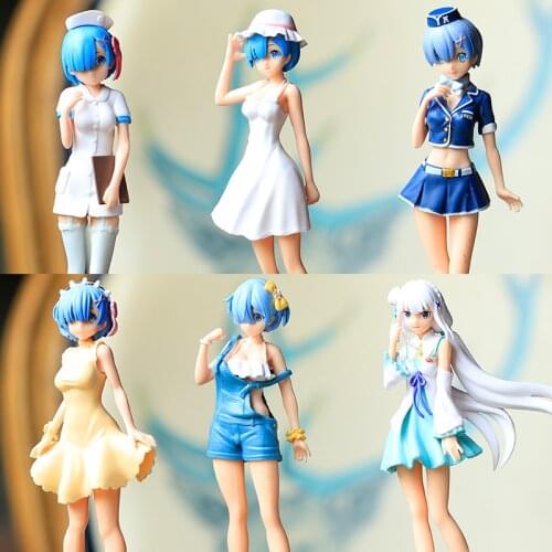 6PCS/set 17CM Re:Life In A Different World From Zero Rem Ram Action Figure PVC Collection Model toys for christmas gift