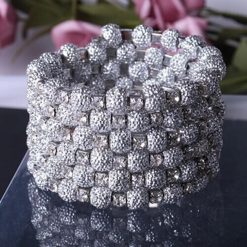 European And American Fashion Apple Round Elastic Bracelet Set Crystal Glass And Metal Texture Bracelet Jewelry