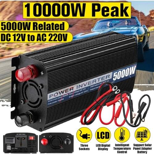 10000W Peaks Solar Power Inverter 12V to 220V Car Power Inverter Charger Converter Adapter Modified Sine Wave Transformer