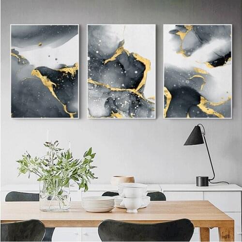 Modern Abstract Canvas Golden Black Wall Art Painting Nordic s and Prints Wall Pictures for Living room Home Decor