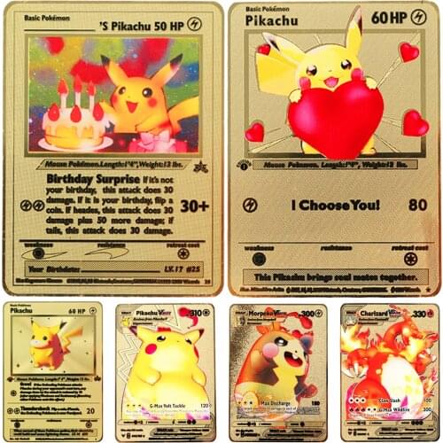 Pokemon Cards Metal Vmax GX Energy Card Charizard Pikachu Rare Collection Battle Trainer Card Lovers Birthday Gift Child Toys