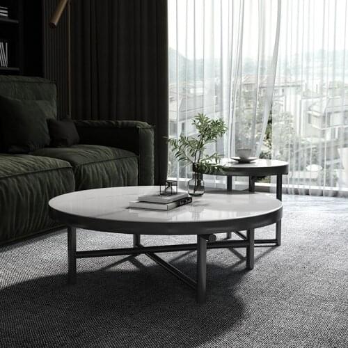 Living room rock slate coffee table master design Nordic round Italian minimalist modern high-end sense of size combination