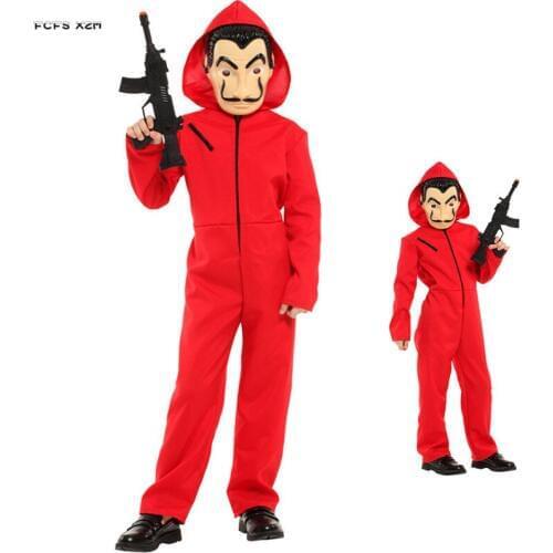 Boys Bandit Dali Cosplay Kids Children Halloween Mugger Robber Costumes Carnival Purim stage Masquerade masked ball party dress