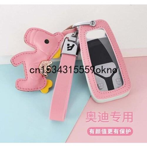Leather Key Case For Audi A4 Q5 A6L A3 A4L A5 A8L A1 A6 A7 A8 Smart Key Keyless Remote Entry Fob Case Cover
