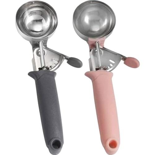 Stainless Steel Kitchen Fruit Ice Cream Scoop Cookies Spoon Food Portioner Scoop Salad Meatball Pastry Tools,2 Pcs