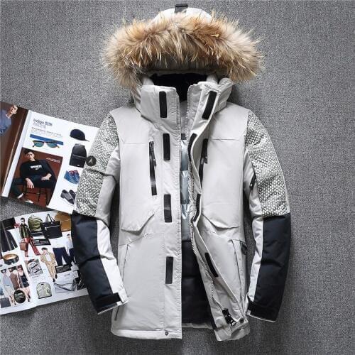 YuWaiJiaRen Winter Genuine Fur Hooded Duck Down Jackets Men Thick Warm High Quality Down Coats Down Parka Men Winter Coat