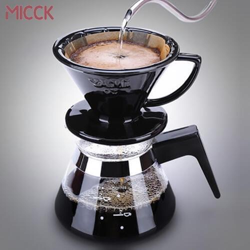 MICCK 1 Sets V60 Glass Coffee Pot Coffee Filter Pot Maker Portable Heat Resistant Mocha Teapot Kettle Cafetiere Tools Cafe Pots