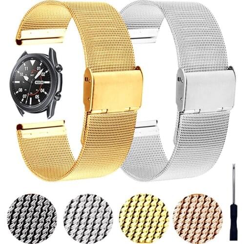 Milanese Stainless Steel Band For Samsung Galaxy Watch 3 41mm 45mm Strap Bracelet for Gear S2 S3 42mm 46mm 20mm 22mm Wristbands