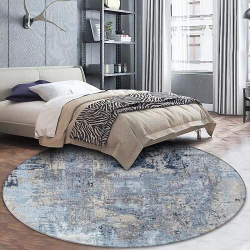 Fashion Nordic Modern Abstract Blue Gray Ink Living Room Bedroom Hanging Basket Chair Circular Floor Mat CarpetCustom Size