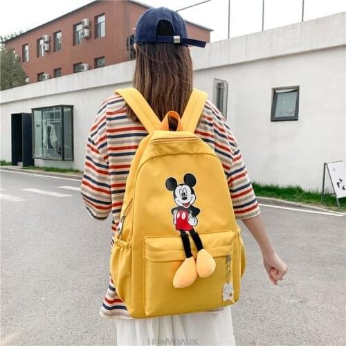 Disney Minnie Mouse Backpack Fashion Casual Women Backpack Canvas Travel School Bag For Teenage Girls Shoulder Bag Mochilas