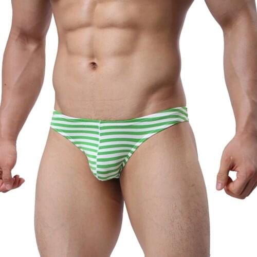 Men Underwear Cueca Masculina Stripe Sexy Briefs Adult Cotton Breathable Underwear Underpants Comfortable Underpants Bikinis