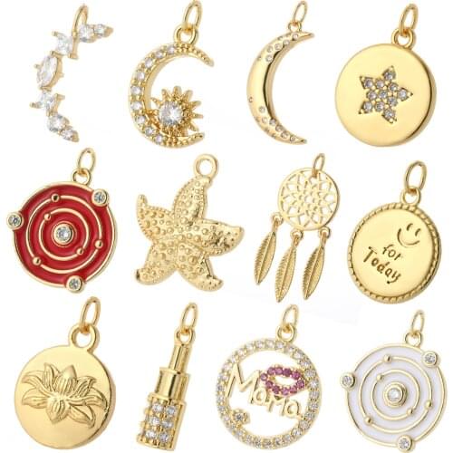 Crescent Moon Star Solar System Charms Diy Earrings Necklace Pendant Charms Supplies for Jewelry Making Butterfly Nail Dijes