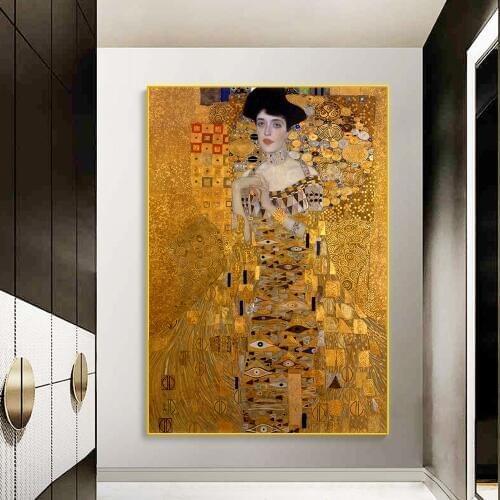 Portrait Of Adele Bloch By Gustav Klimt Oil Paintings Print On Canvas Art Posters And Prints Famous Wall Art Pictures Cuadros
