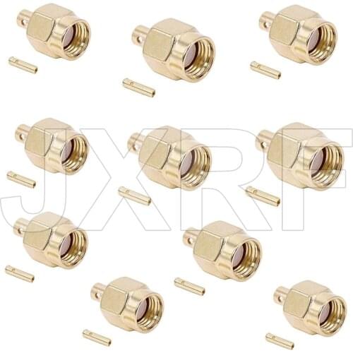 JX 10PCS RF connector RP-SMA male soldering for RG405 Coaxial Cable SMA-J-B2 fast ship