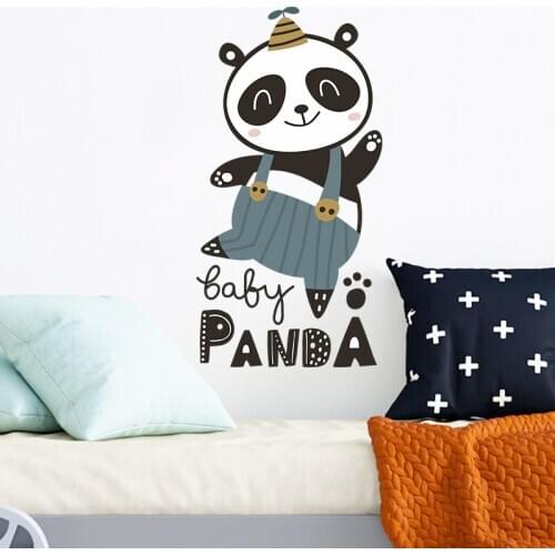Cartoon Panda Kids Room Wall Stickers Home Decor Teenagers Bedroom Furniture Decal Wall Decorations for Living Room Mural