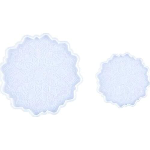 Mandala Coaster Silicone Molds,Round Flower Resin Coaster Mold,Casting Mould for DIY Serving Plate,Cup Mat,Serving Tray
