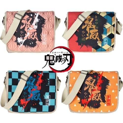 Demon Slayer Anime Crossbody Bags for Women Kawaii Travel Shoulder Bag Canvas School Bags Kimetsu no Yaiba Girls Messenger Bag
