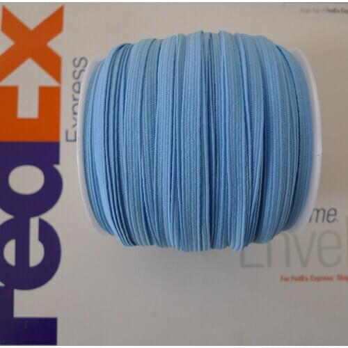 50 Meters 1/4'' 6mm #5 Sky Blue Colored Skinny Elastic Band