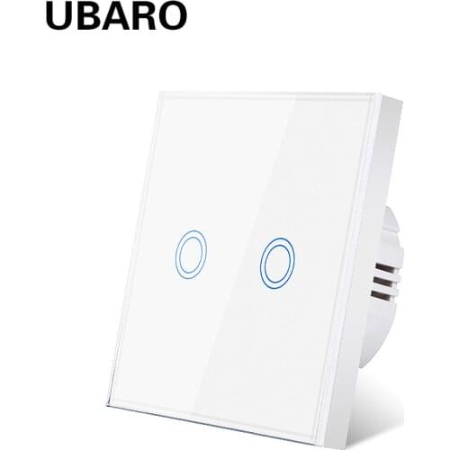 UBARO Wall Touch Light Switch EU/UK Standard Tempered Crystal Glass Sensor Touch On/Off Button Led Indicator Display 220V
