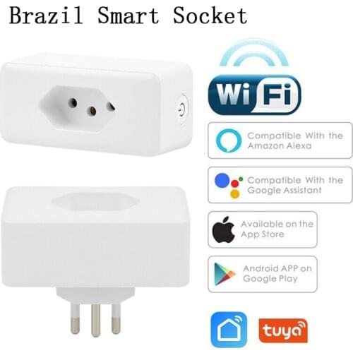 10A/16A Tuya WIFI Plug Smart life Socket Outlet Brazil Plug APP Voice Control Remote Control Work For Alexa Google Assistant