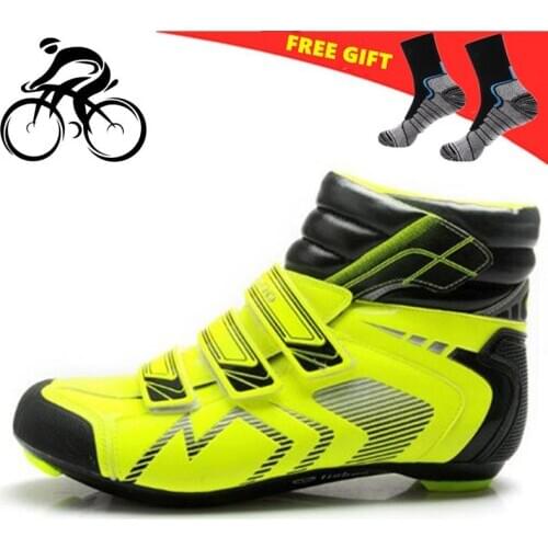 TIEBAO Winter Road Cycling Shoes Green Sapatilha Ciclismo Warmer Outdoor Snow Bicycle Boots Self-Locking Superstar Men Sneakers