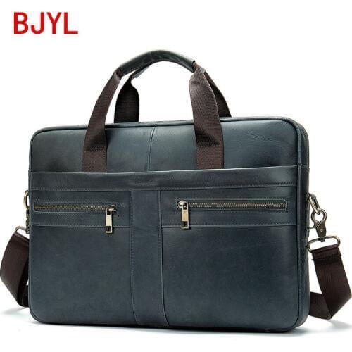 2020 Business Mens Briefcase Brand Leather Men Handbags Laptop Bag Male Cowhide Travel Shoulder Bags Large Capacity 15.6 Inch